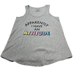 Wound Up Women's Size Small 3-5 Tank Top Apparently I Have An Attitude Gray New